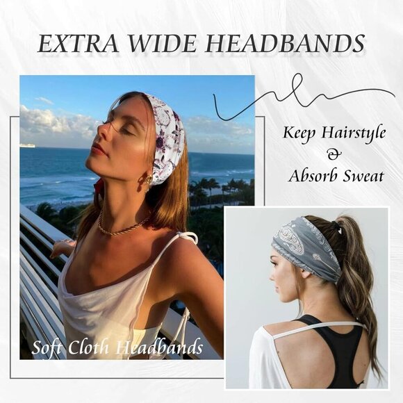 Boho Wide Headbands for Women Cotton 6 Pack Fashion Hair Accessories